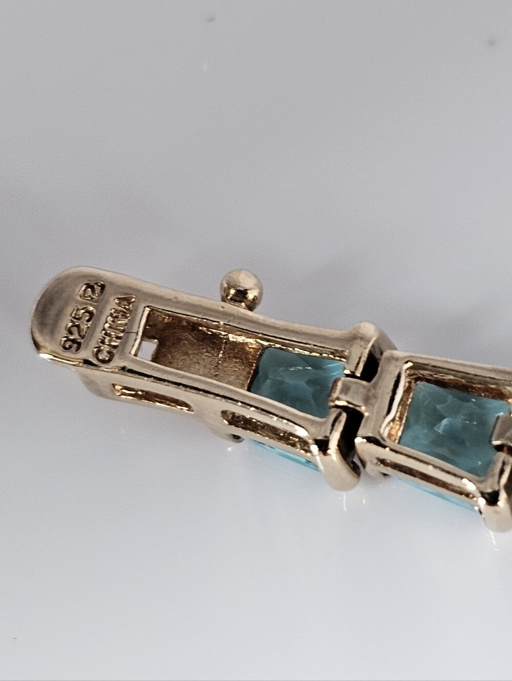 Paraiba Tourmaline Created Ring & Tennis Bracelet 14K Yellow Gold Vermeil! - Picture 7 of 10